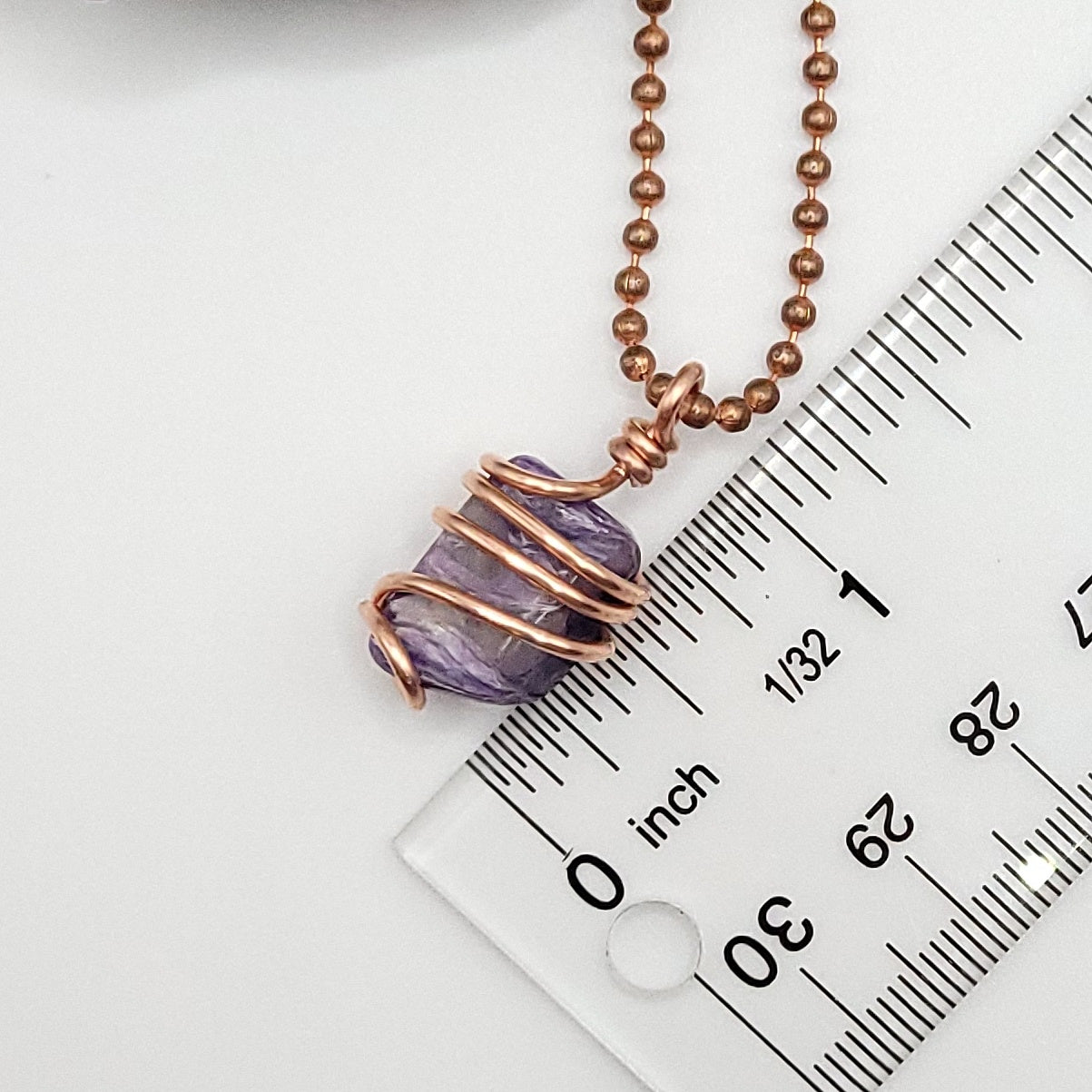 Charoite Crystal Necklace in Copper Wire measurement 1 inch