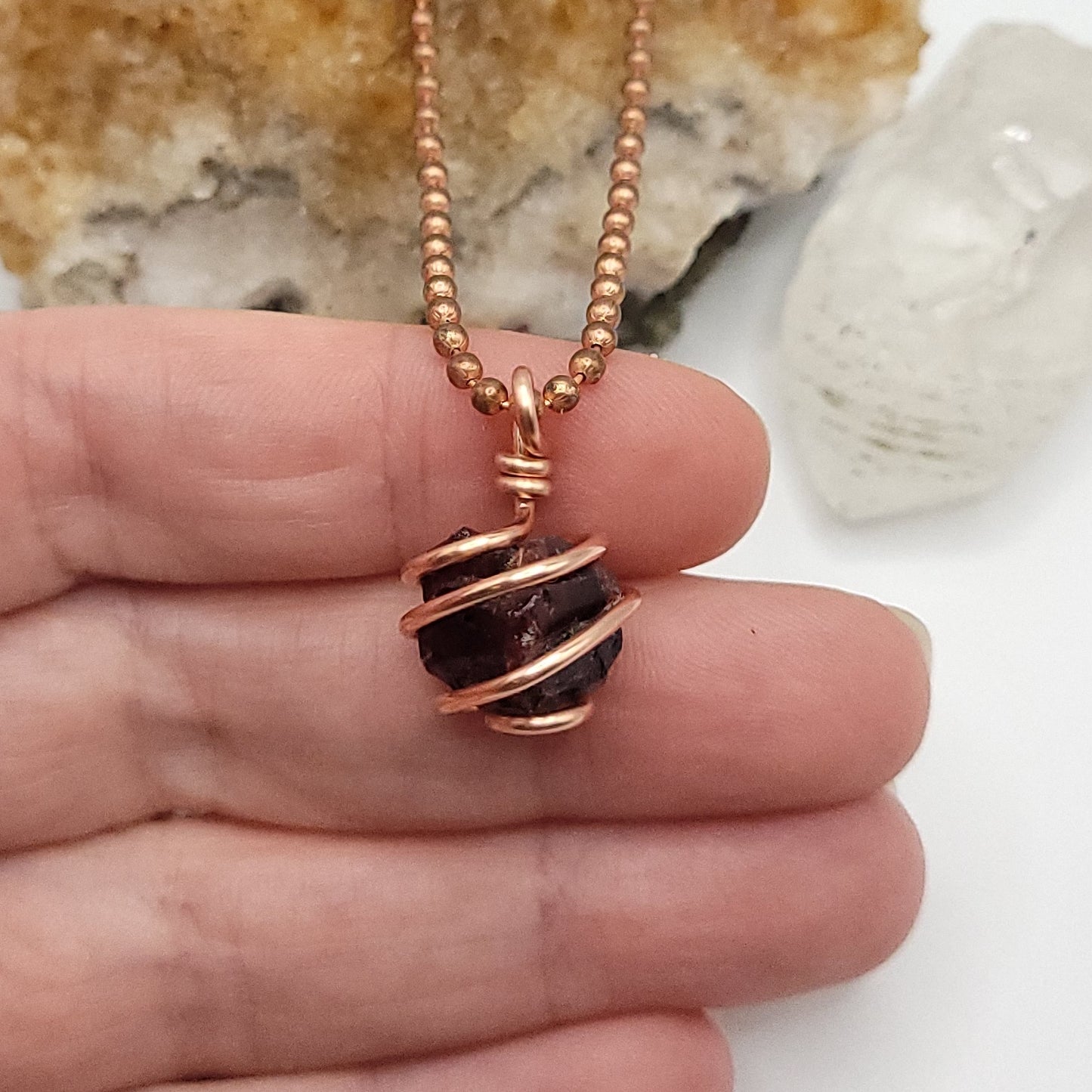 Raw Zircon Crystal Necklace in Copper