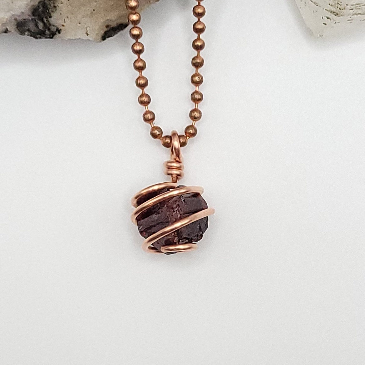 Raw Zircon Crystal Necklace in Copper