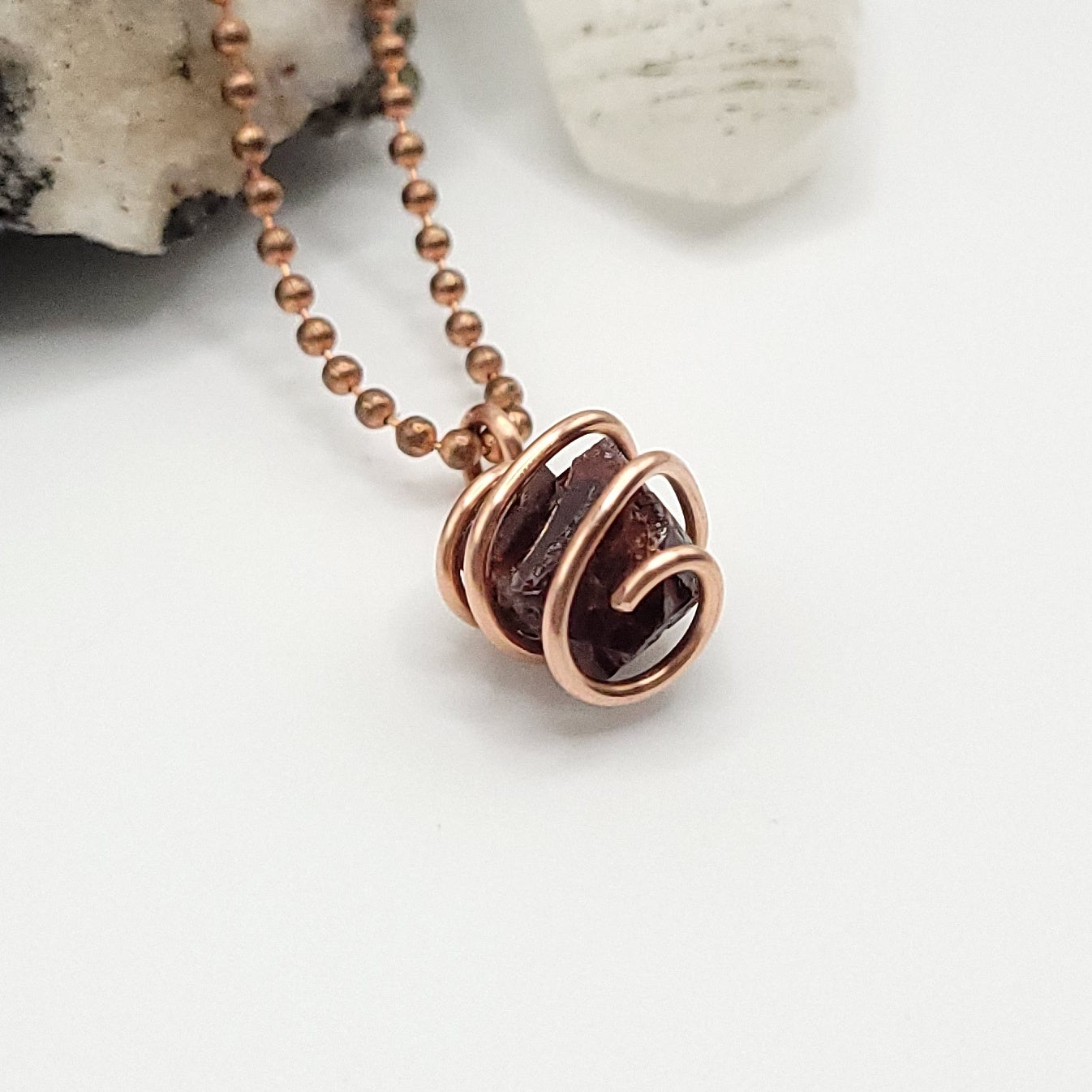 Raw Zircon Crystal Necklace in Copper
