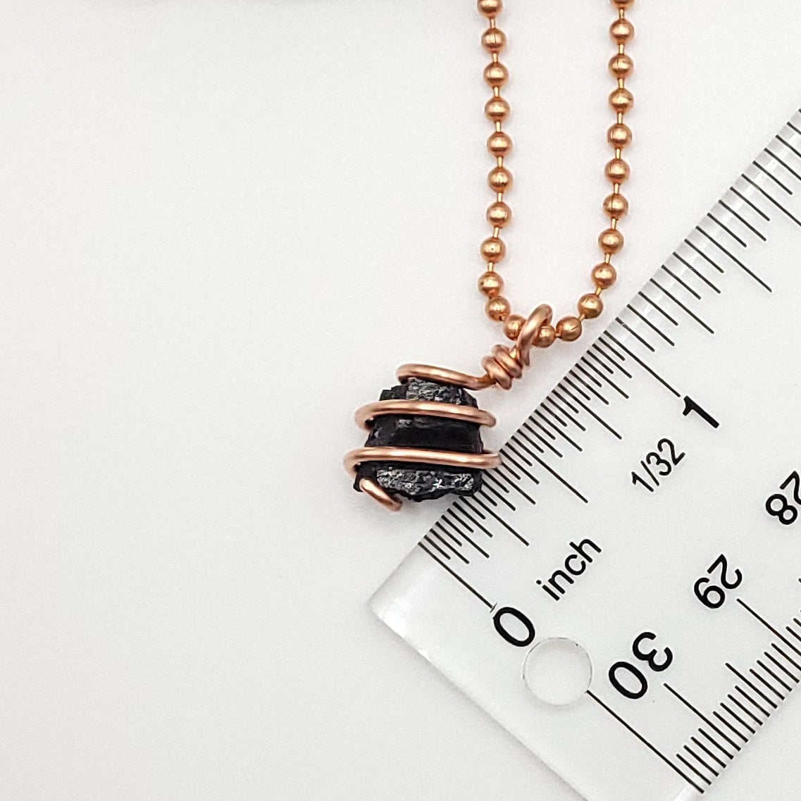 Raw Black Tourmaline Crystal Necklace in Copper