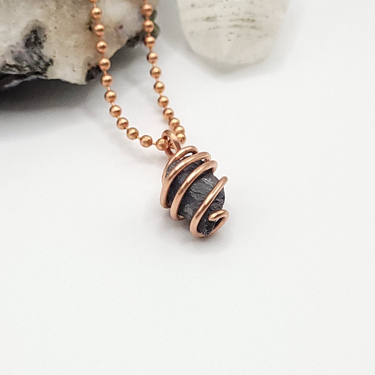 Raw Galena Crystal Necklace in Copper