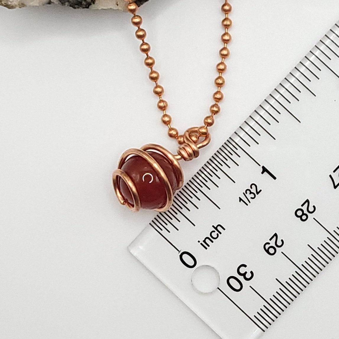 Carnelian Sphere Crystal Necklace in Copper