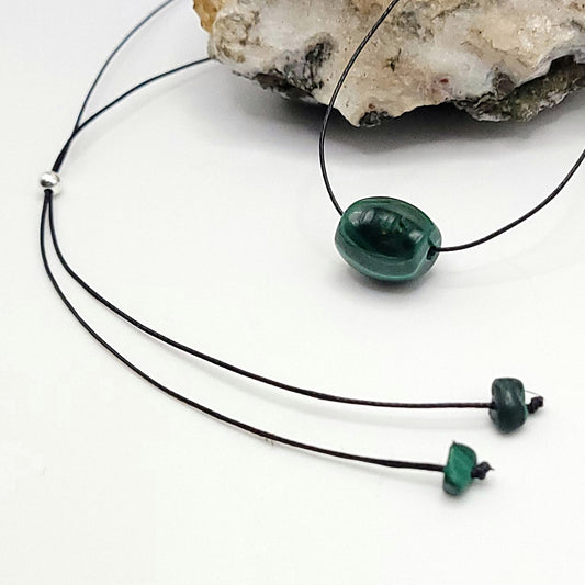 adjustable malachite crystal necklace