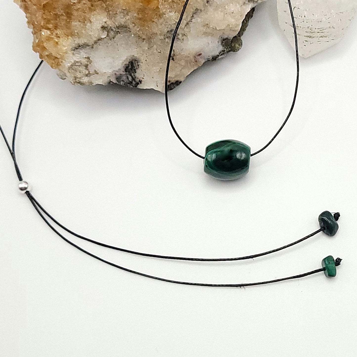 adjustable malachite crystal necklace