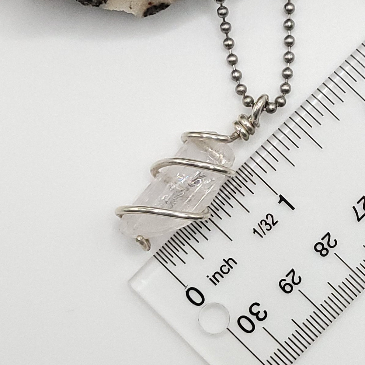 Raw Danburite Crystal Necklace in Silver