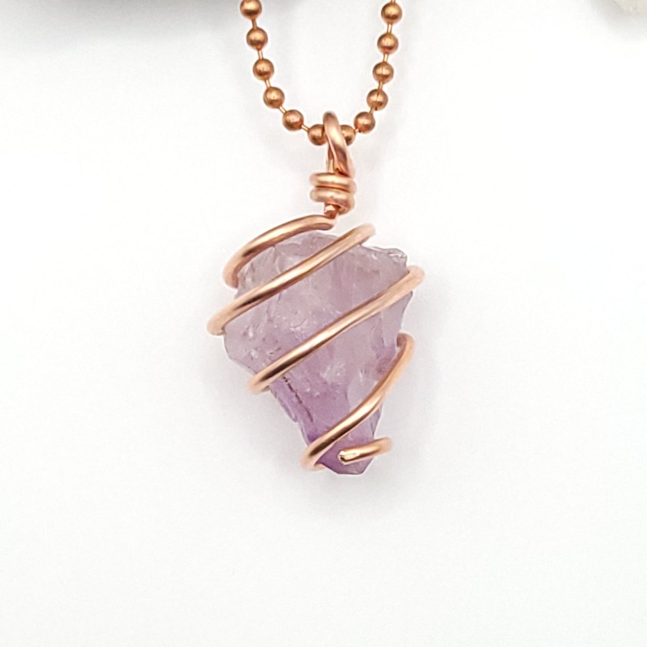 Raw Amethyst Crystal Necklace in Copper
