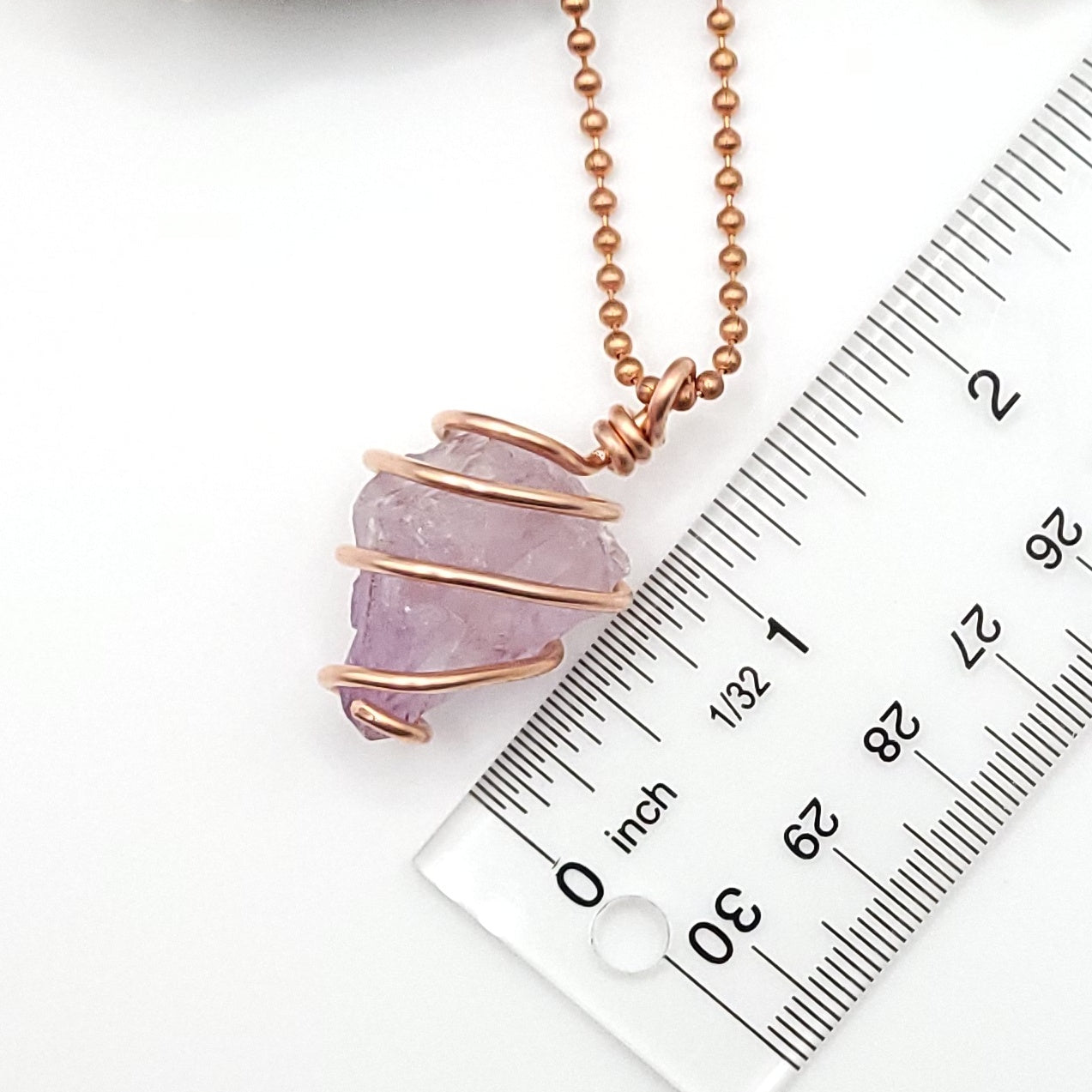 Raw Amethyst Crystal Necklace in Copper