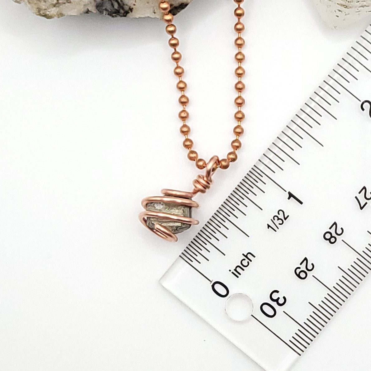 Raw Pyrite Crystal Necklace in Copper