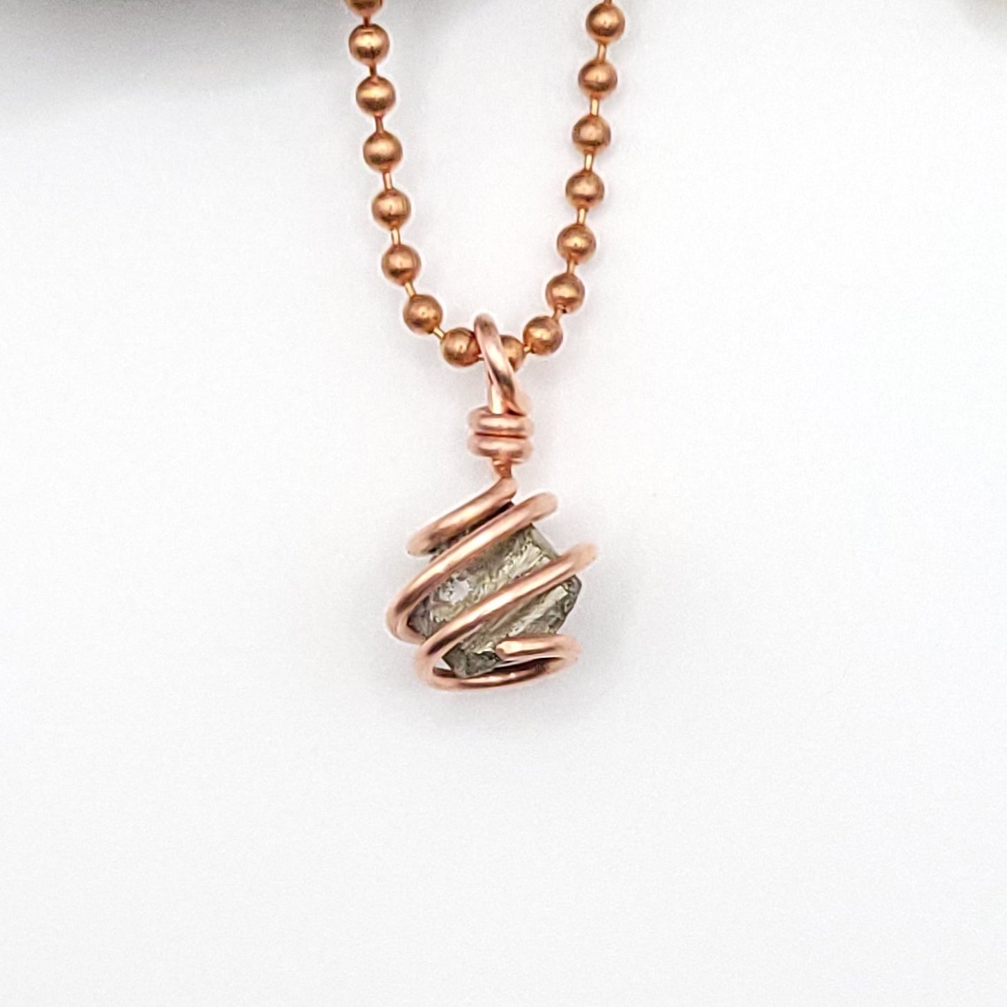 Raw Pyrite Crystal Necklace in Copper