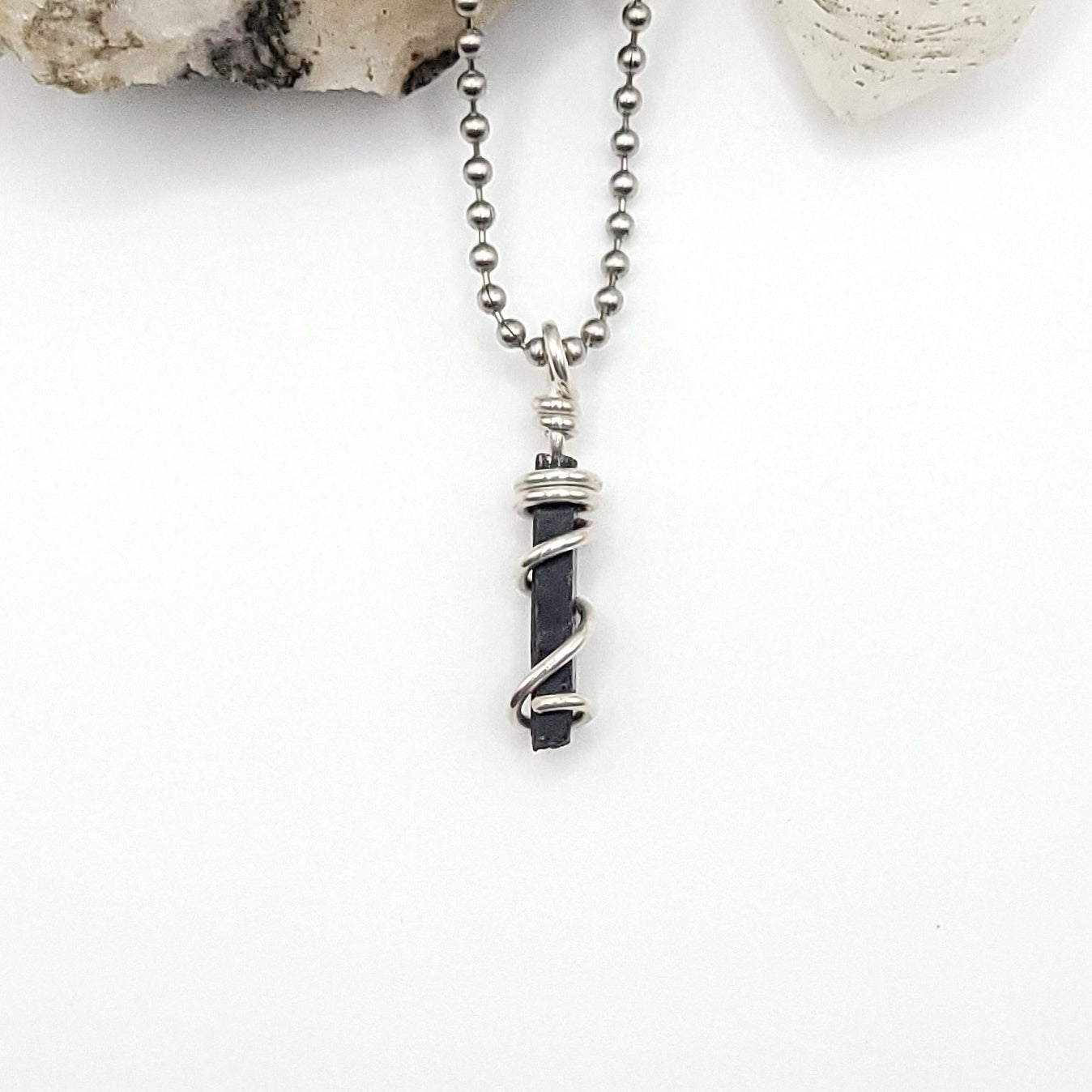 Raw Aegirine Crystal Necklace in Silver