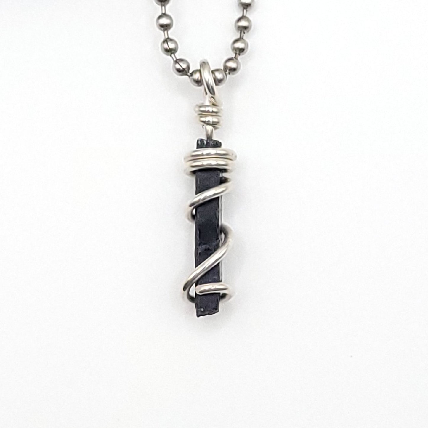 Raw Aegirine Crystal Necklace in Silver
