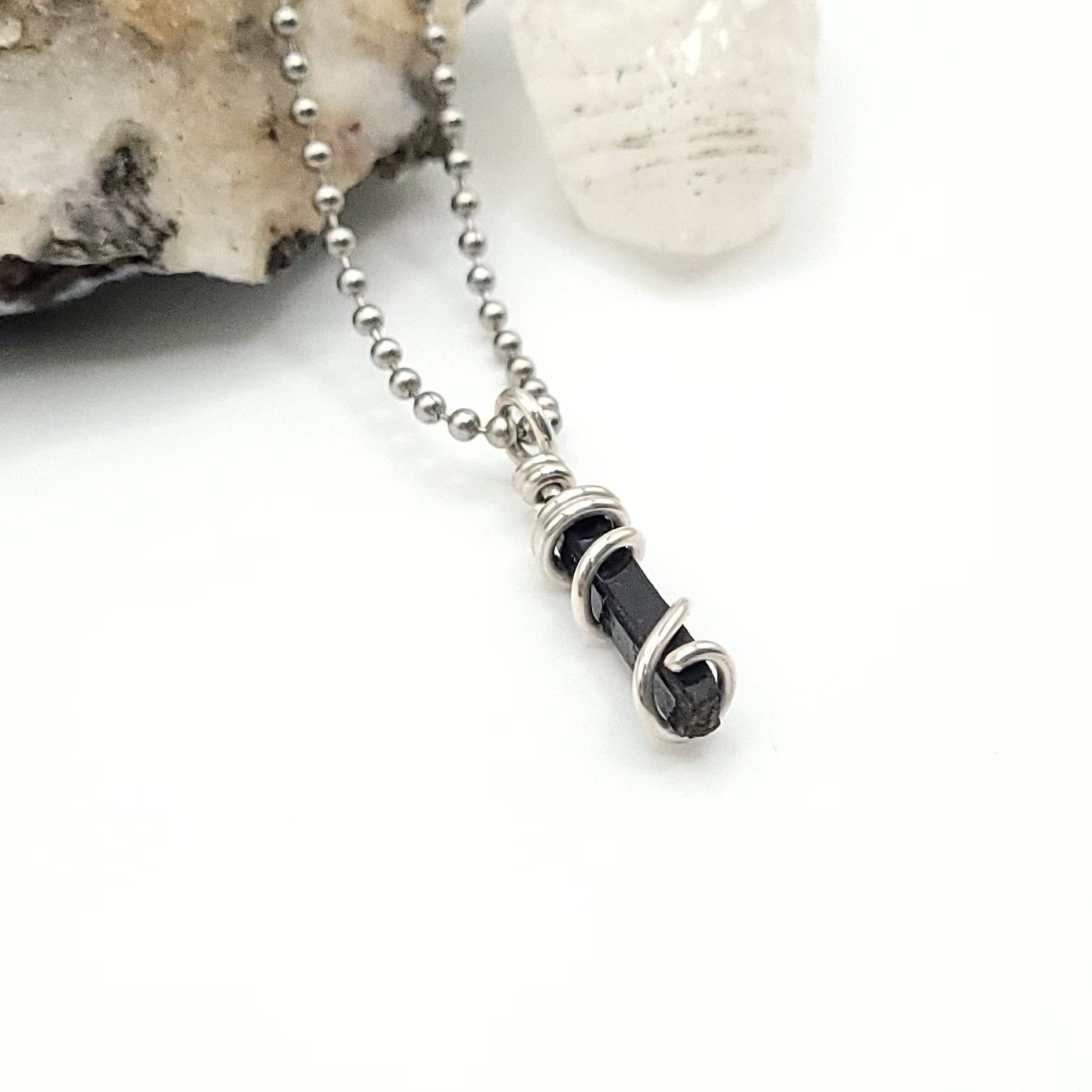 Raw Aegirine Crystal Necklace in Silver