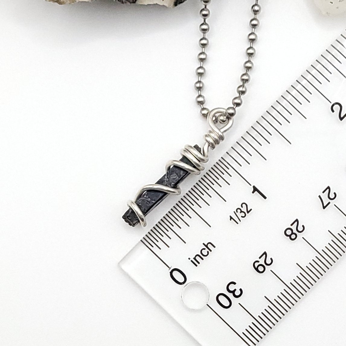 Raw Aegirine Crystal Necklace in Silver