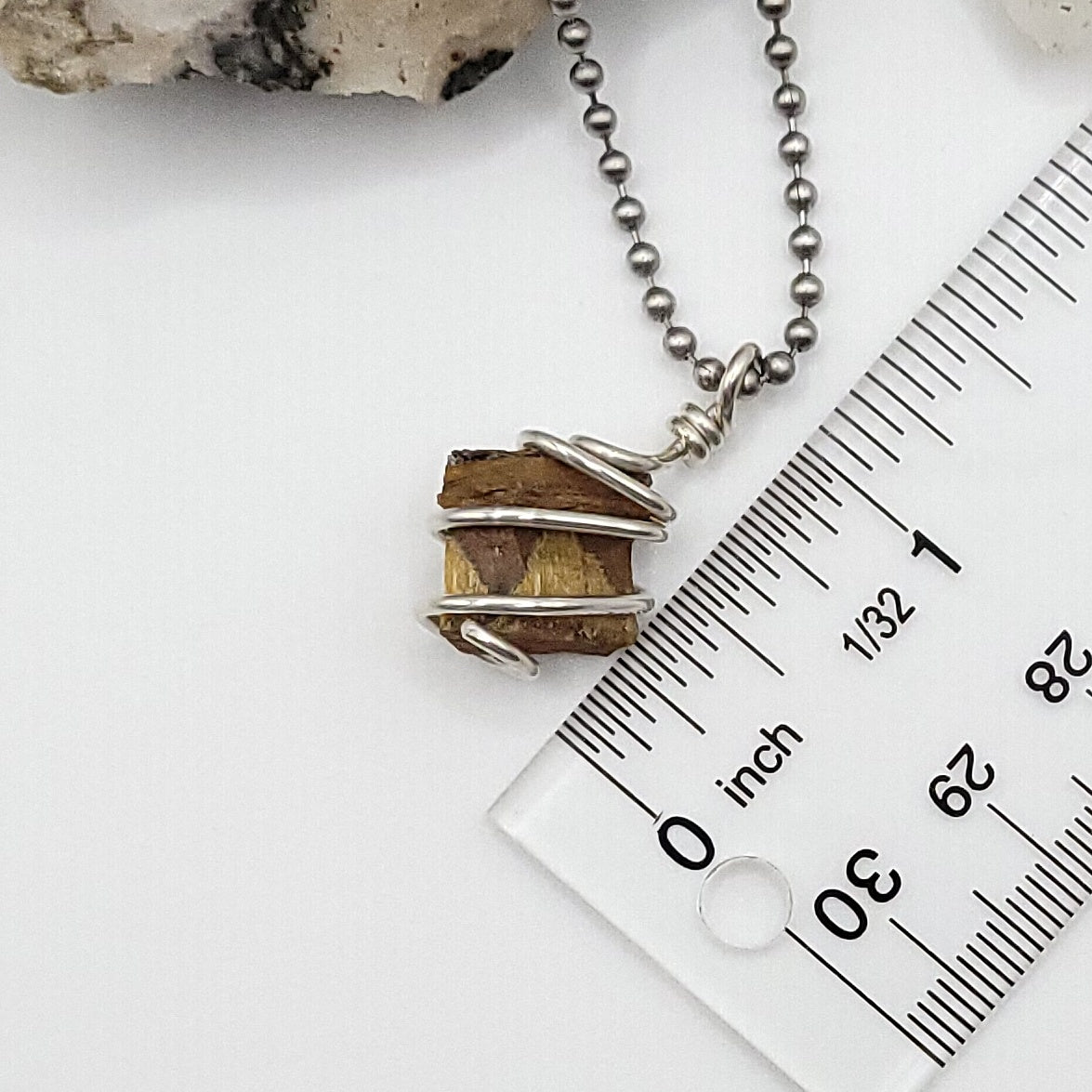 Raw Tiger's Eye Crystal Necklace in Silver Wire