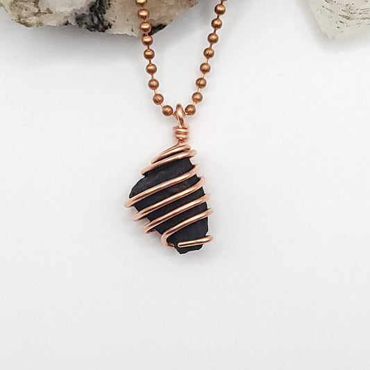 Raw Shungite Crystal Necklace in Copper