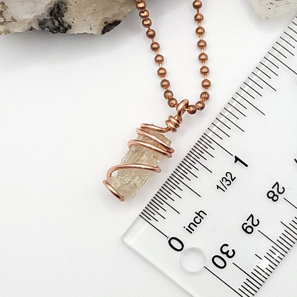 Raw Scapolite Crystal Necklace in Copper Wire