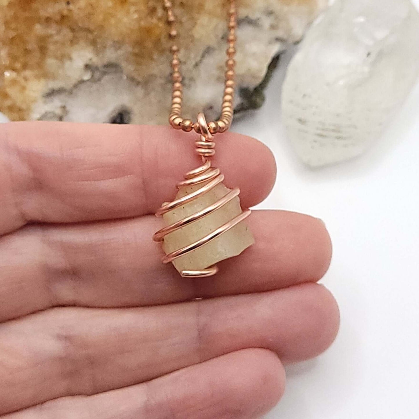 Raw Libyan Desert Glass Necklace in Copper - Crystal for Star Power