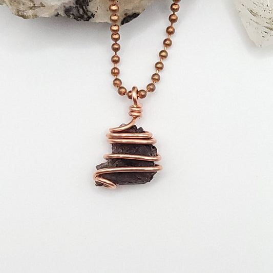 Raw Axinite Crystal Necklace in Copper