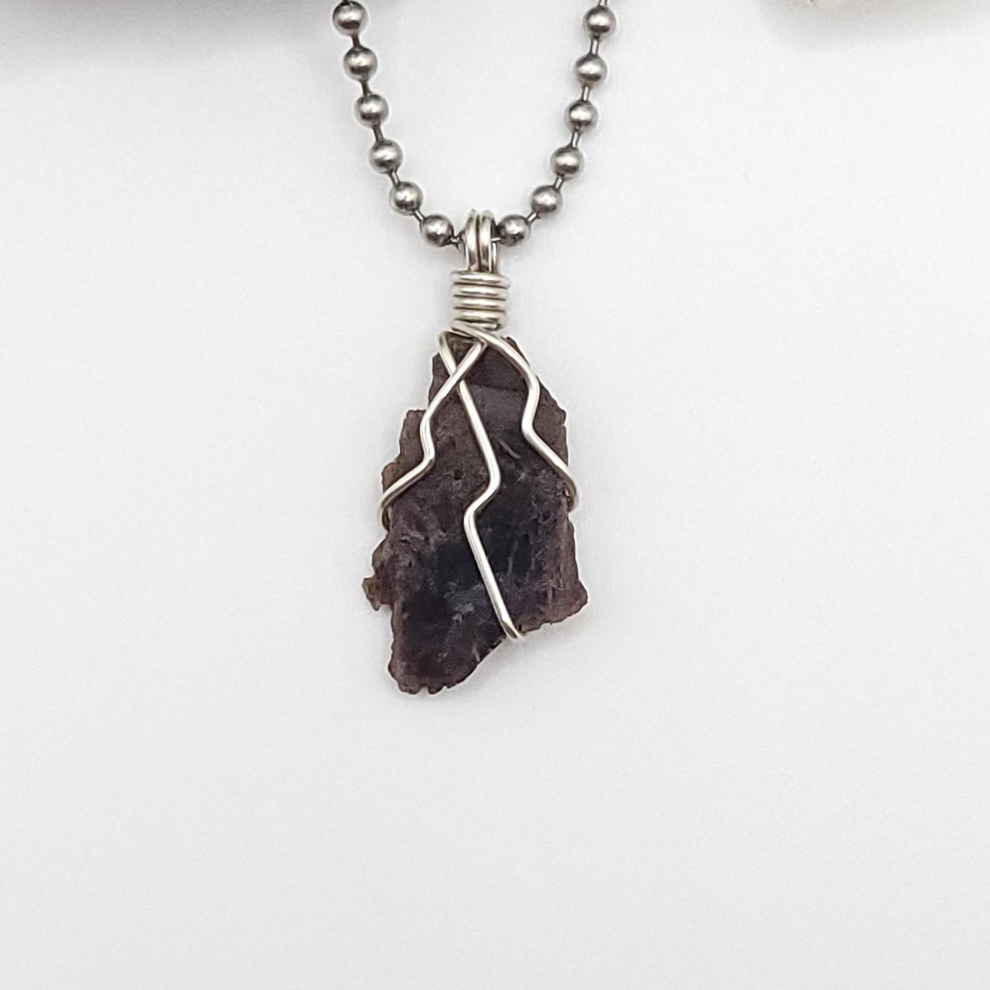 Raw Axinite Necklace in Silver - Crystal for Grounding and Endurance