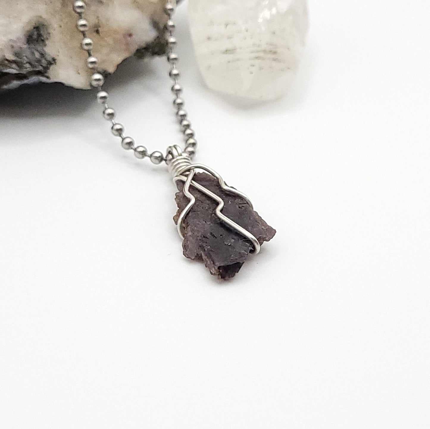 Raw Axinite Necklace in Silver - Crystal for Grounding and Endurance