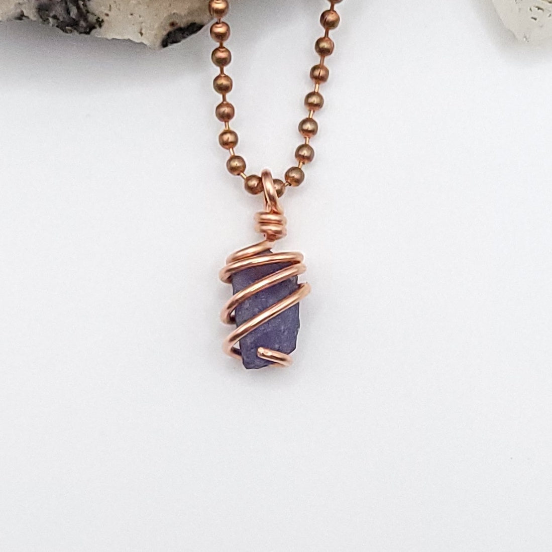 Raw Tanzanite Crystal Necklace in Copper