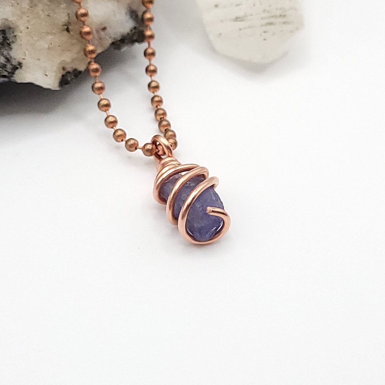 Raw Tanzanite Crystal Necklace in Copper