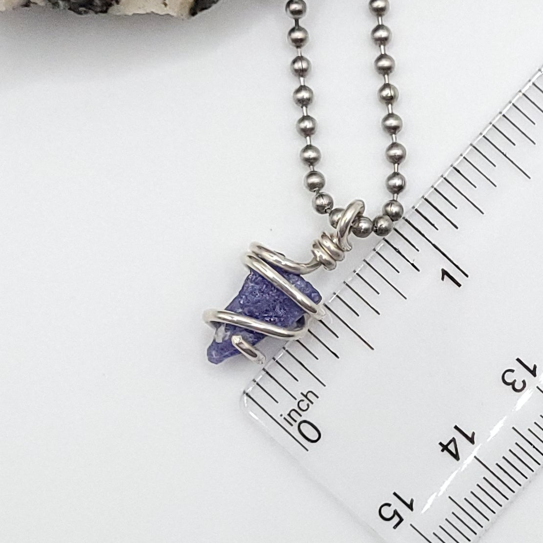Raw Tanzanite Crystal Necklace in Silver