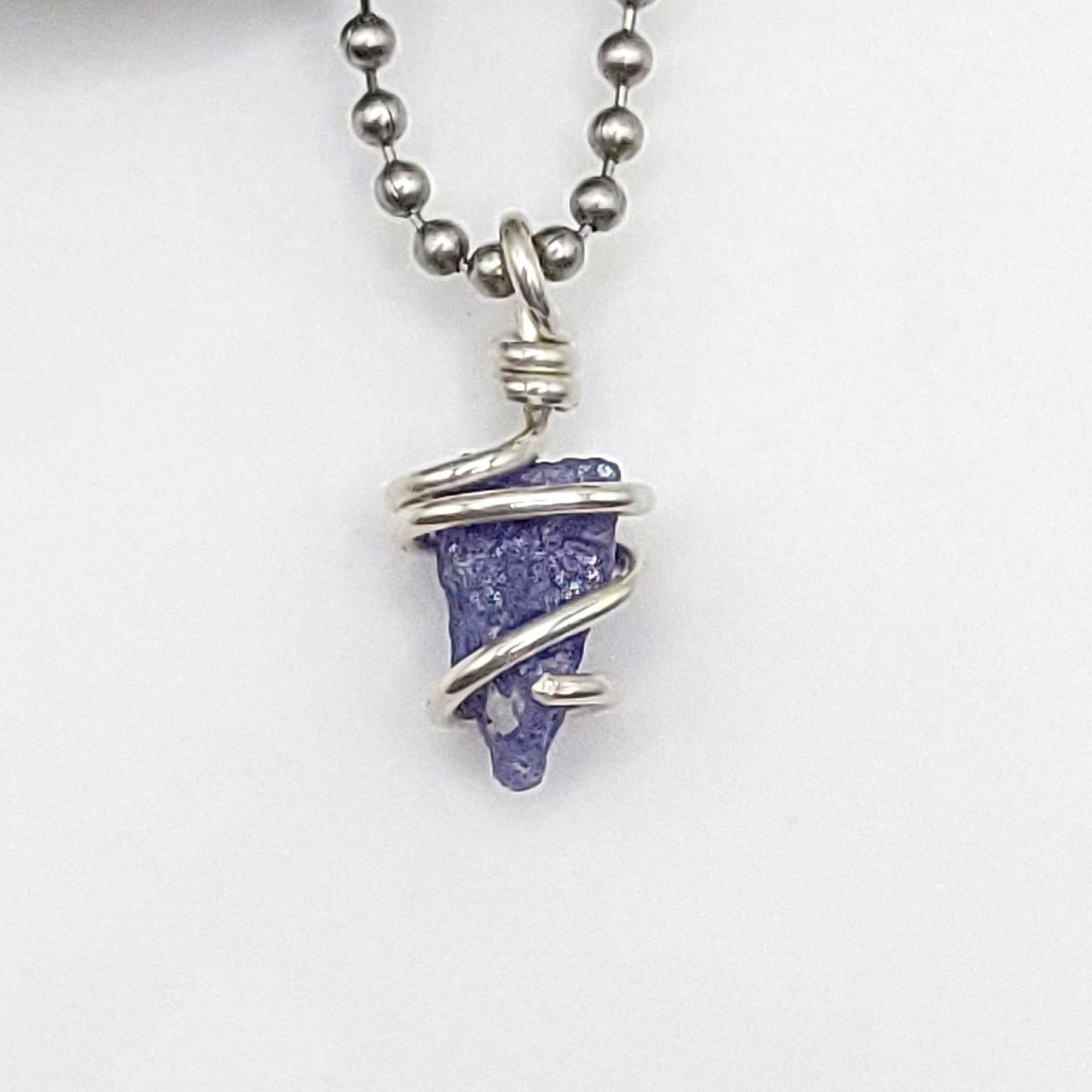 Raw Tanzanite Crystal Necklace in Silver