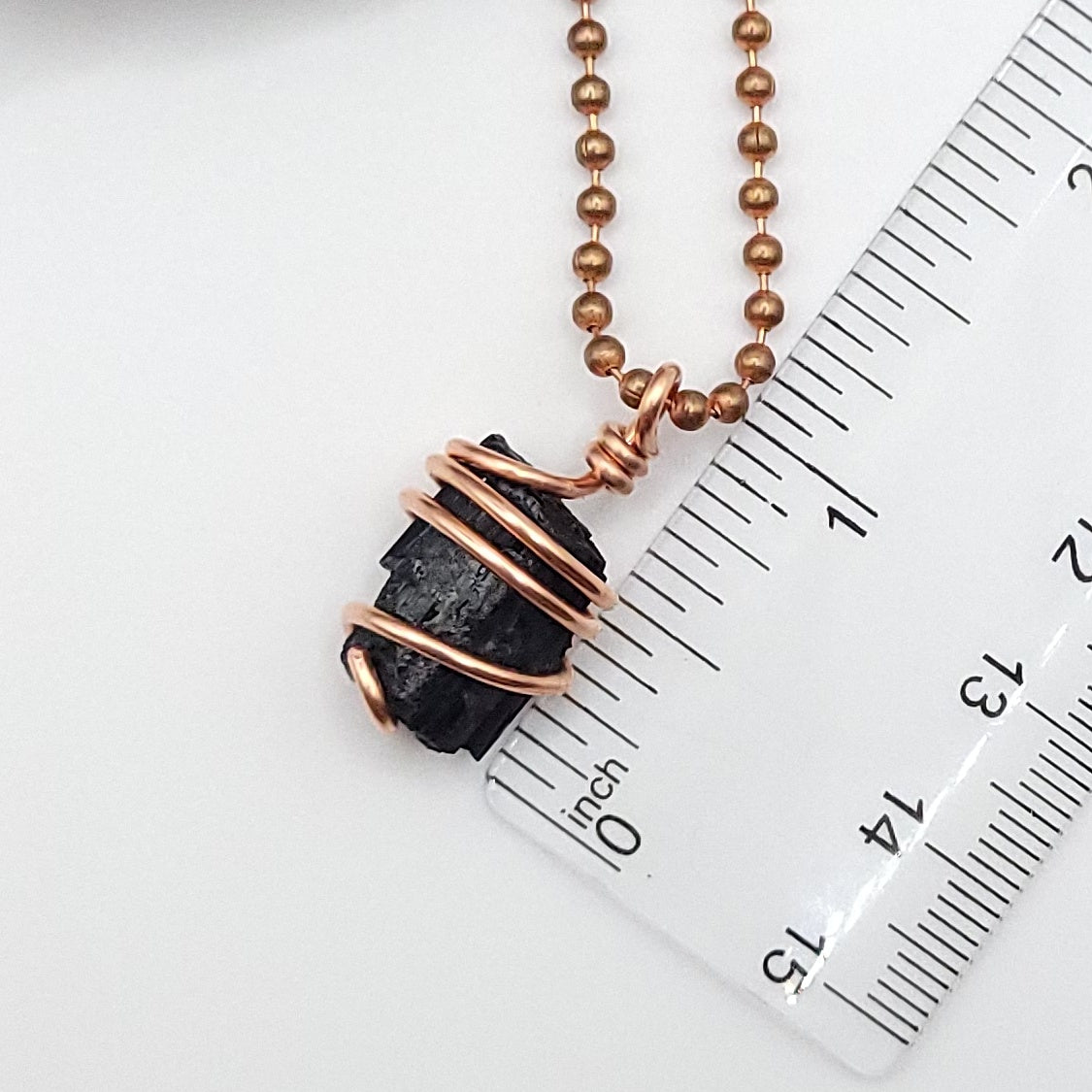 Raw Black Tourmaline Crystal Necklace in Copper