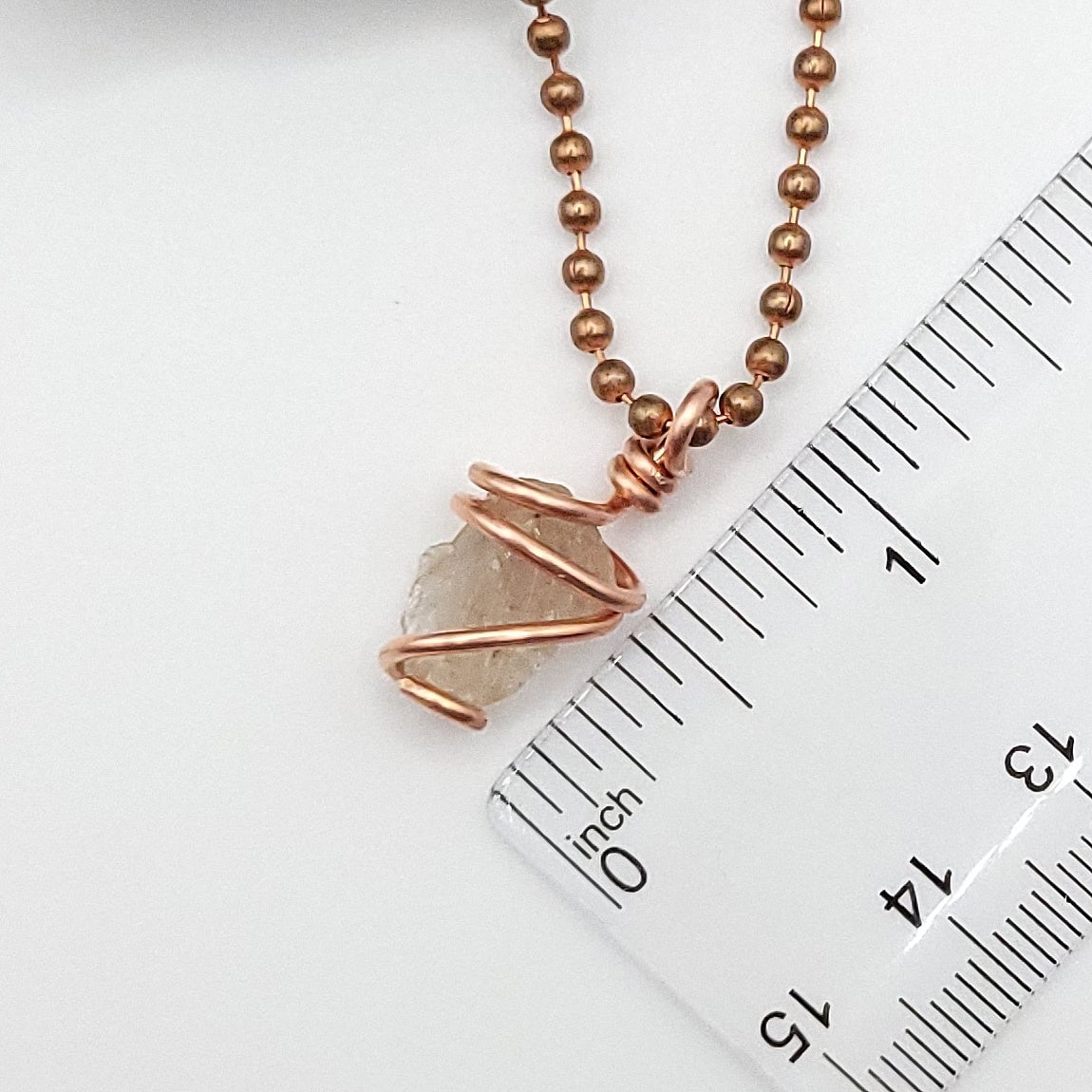 raw citrine necklace in copper measurement about 1"