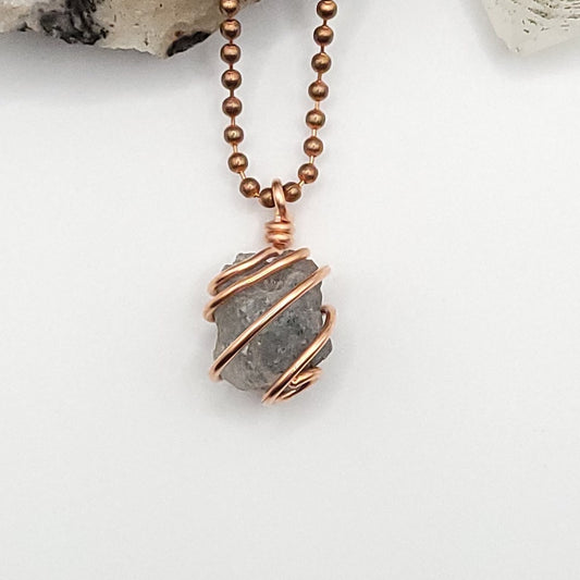 Raw Lazulite Crystal Necklace in Copper