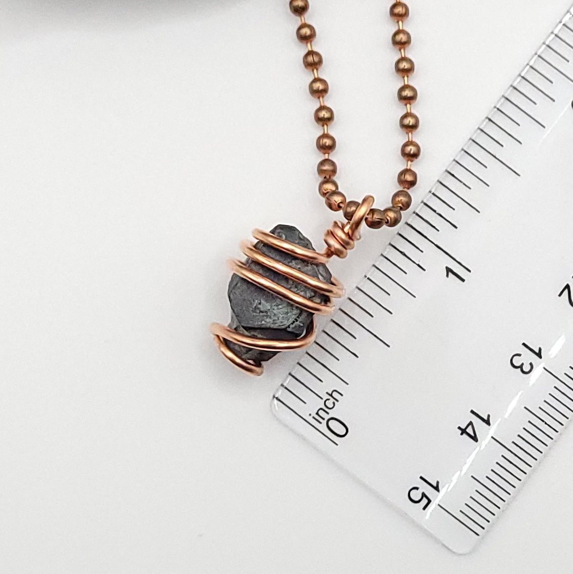 Raw Magnetite Crystal Necklace in Copper measurement 1 inch