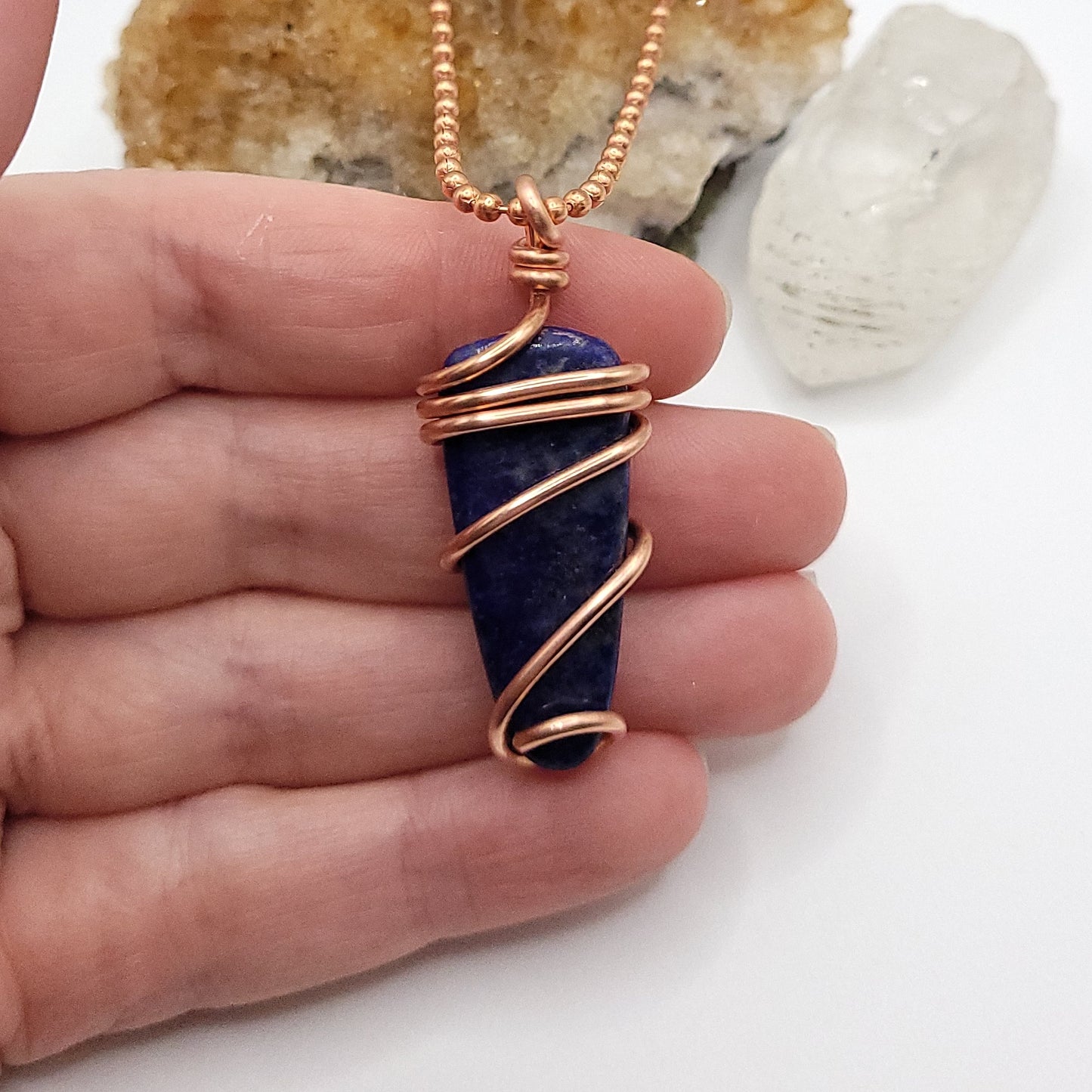 Lapis Lazuli Crystal Necklace in Copper