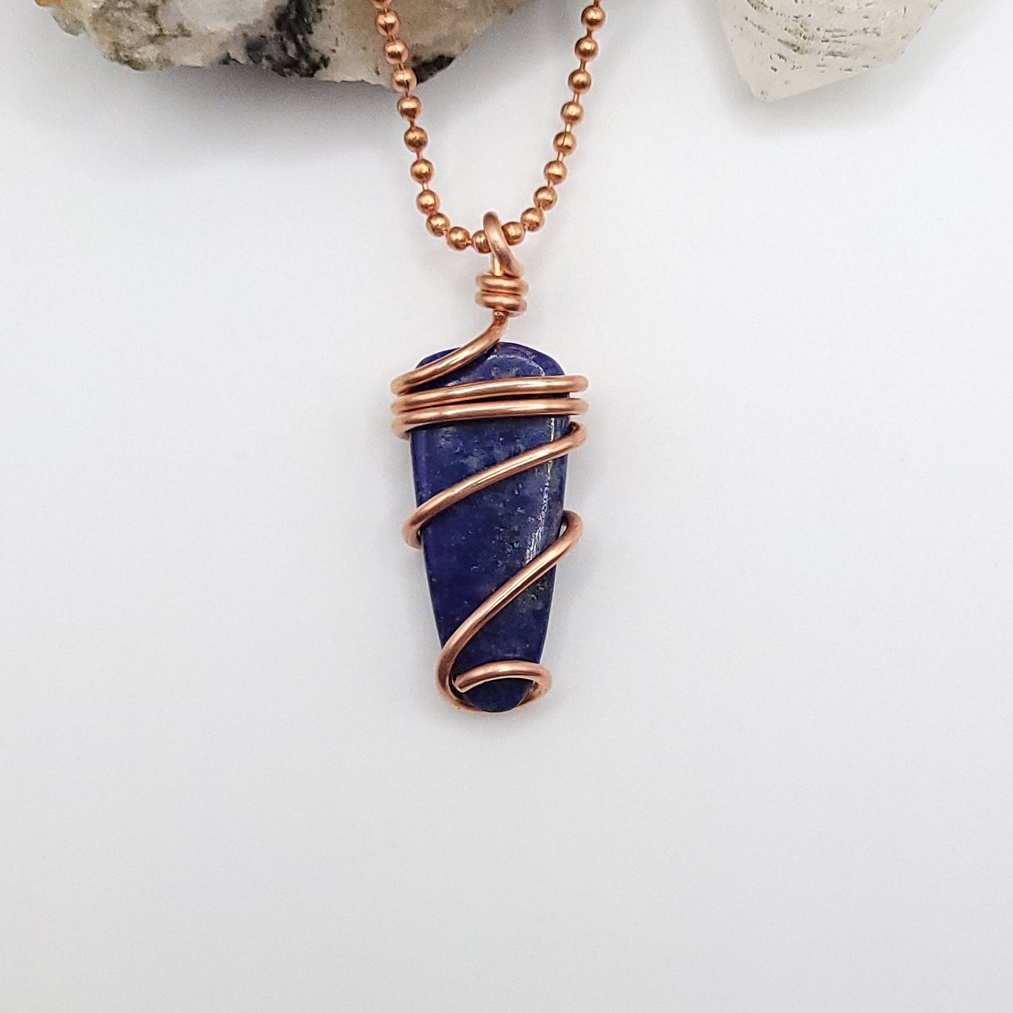 Lapis Lazuli Crystal Necklace in Copper