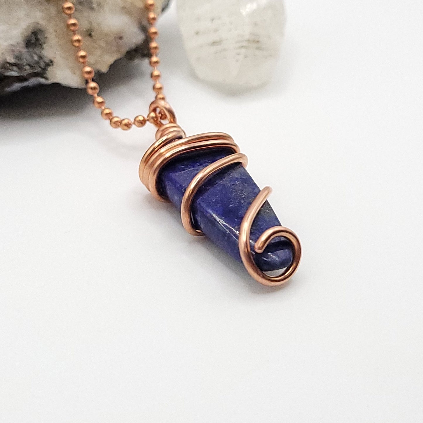 Lapis Lazuli Crystal Necklace in Copper
