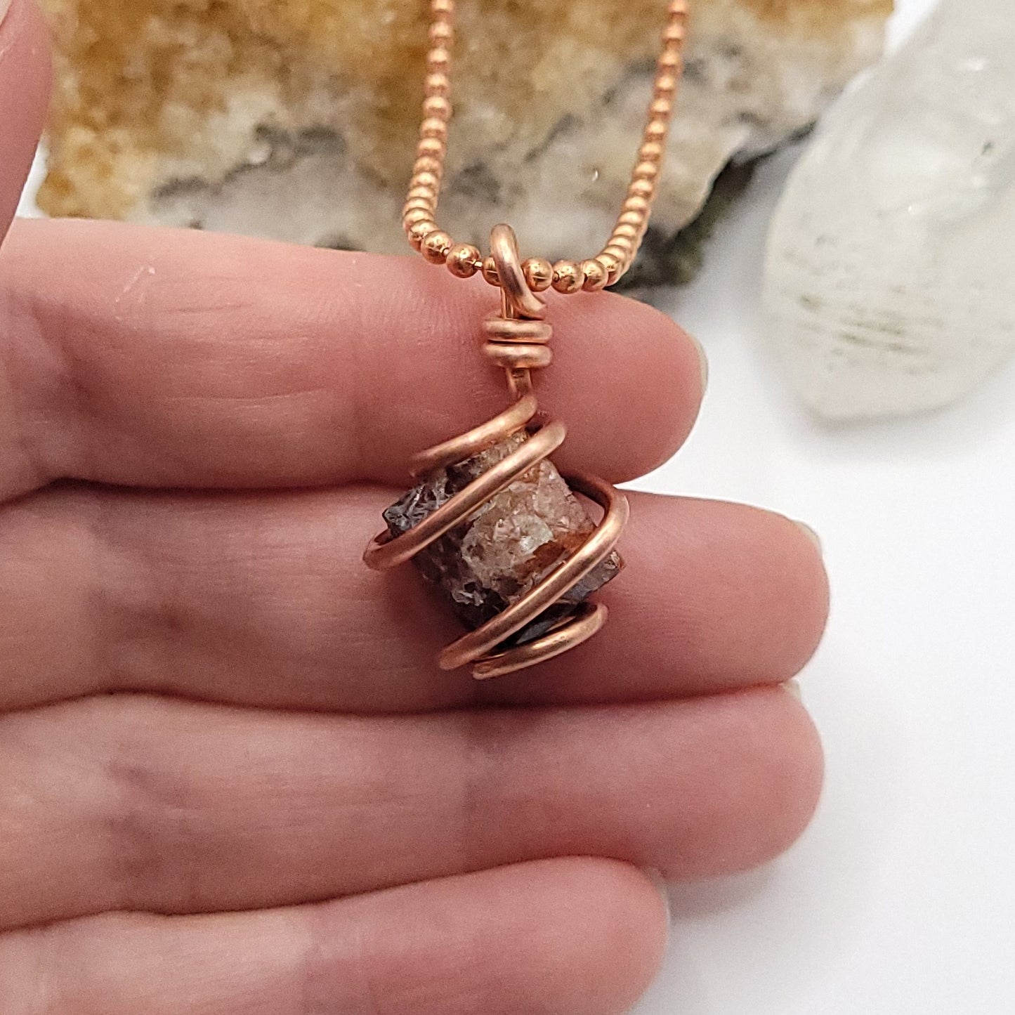 Raw Zircon Crystal Necklace in Copper