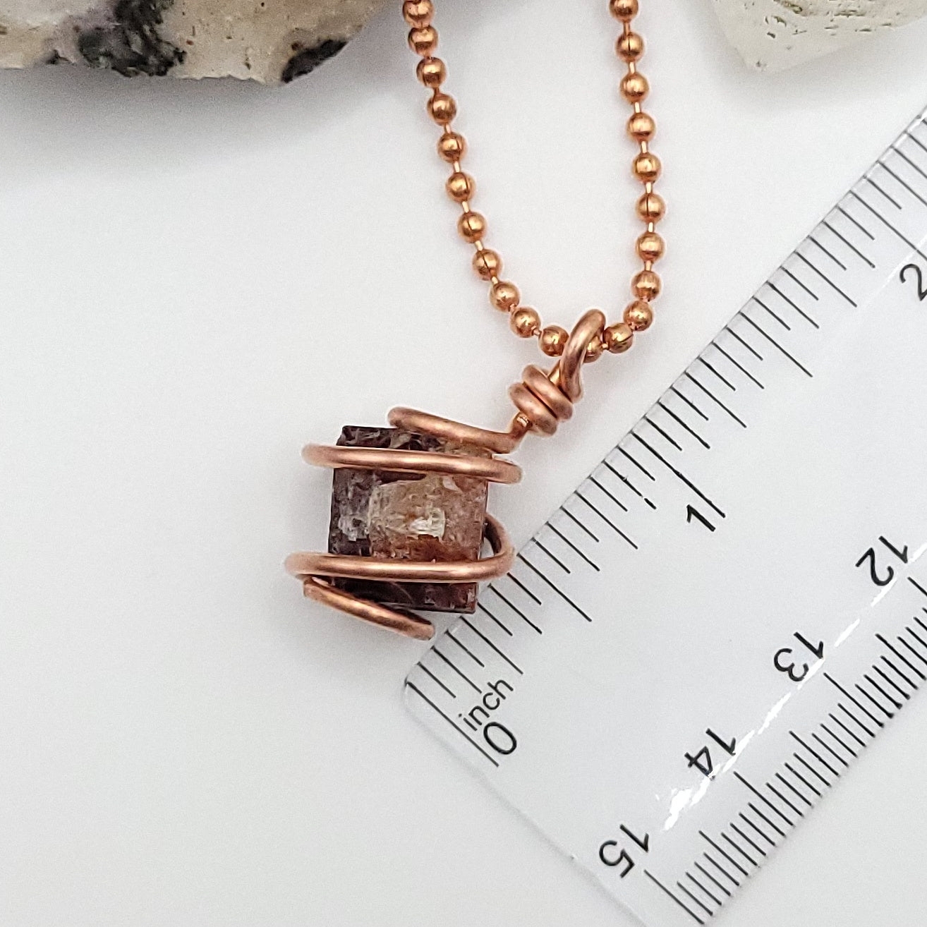 Raw Zircon Crystal Necklace in Copper
