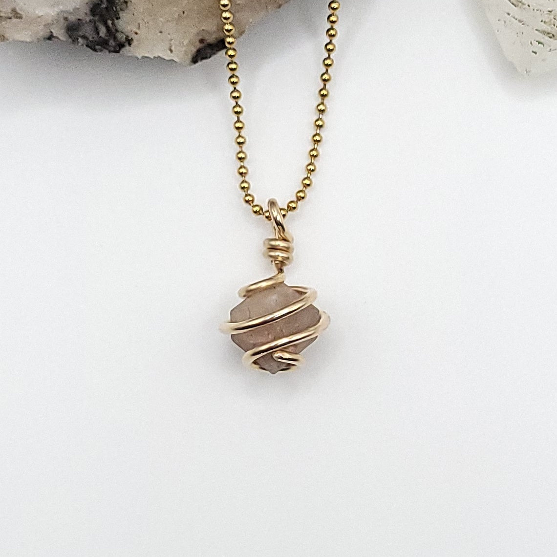 Beta Quartz Crystal Pendant in Gold