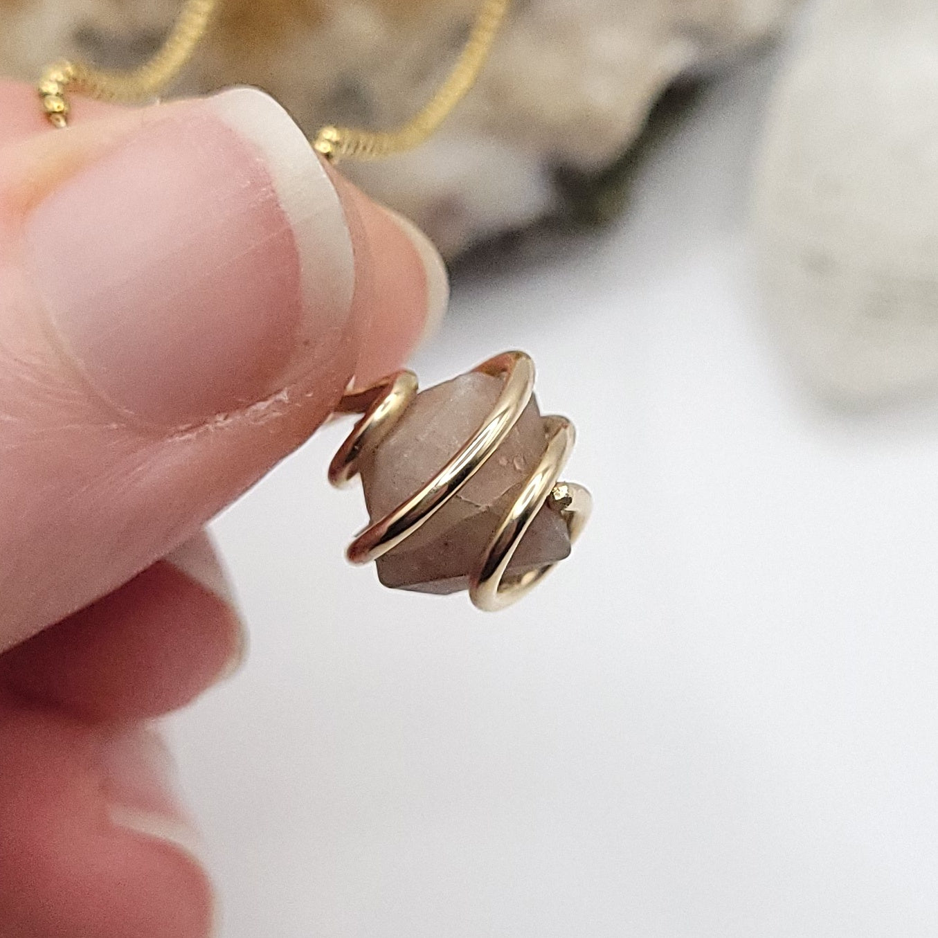 Beta Quartz Crystal Pendant in Gold