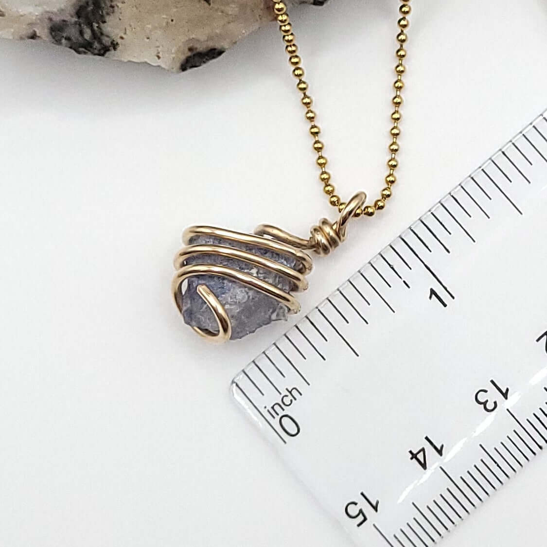 Dumortierite Quartz Crystal Pendant in Gold measurement 1 inch
