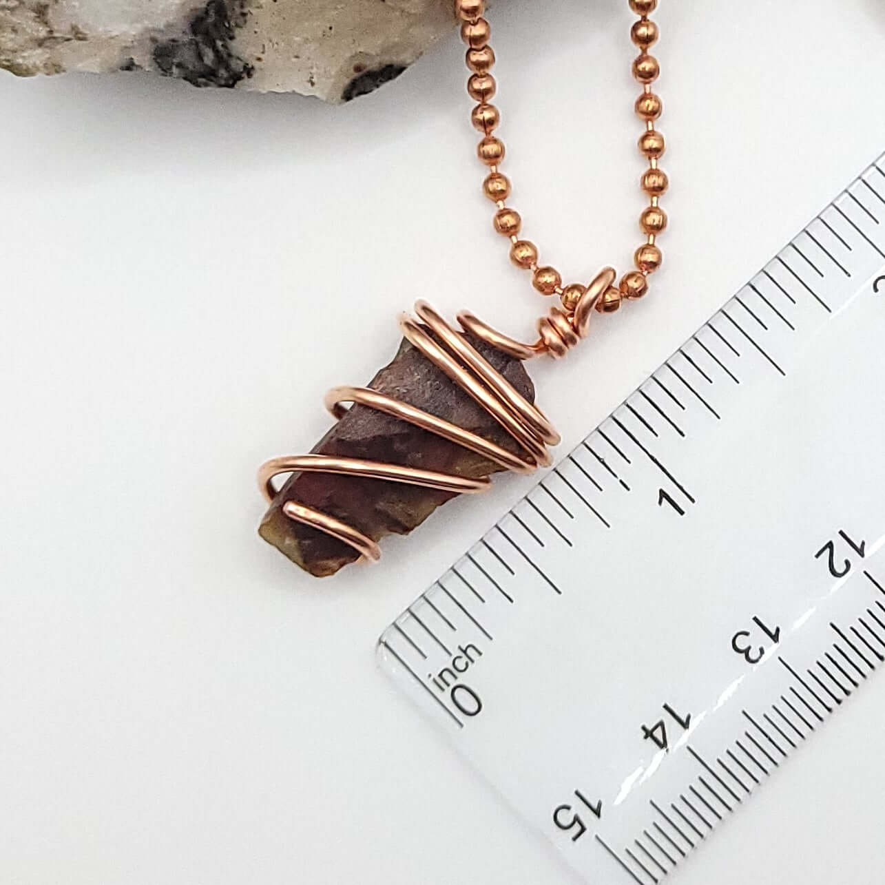 Raw Pietersite necklace in Copper measurement about 1.25"
