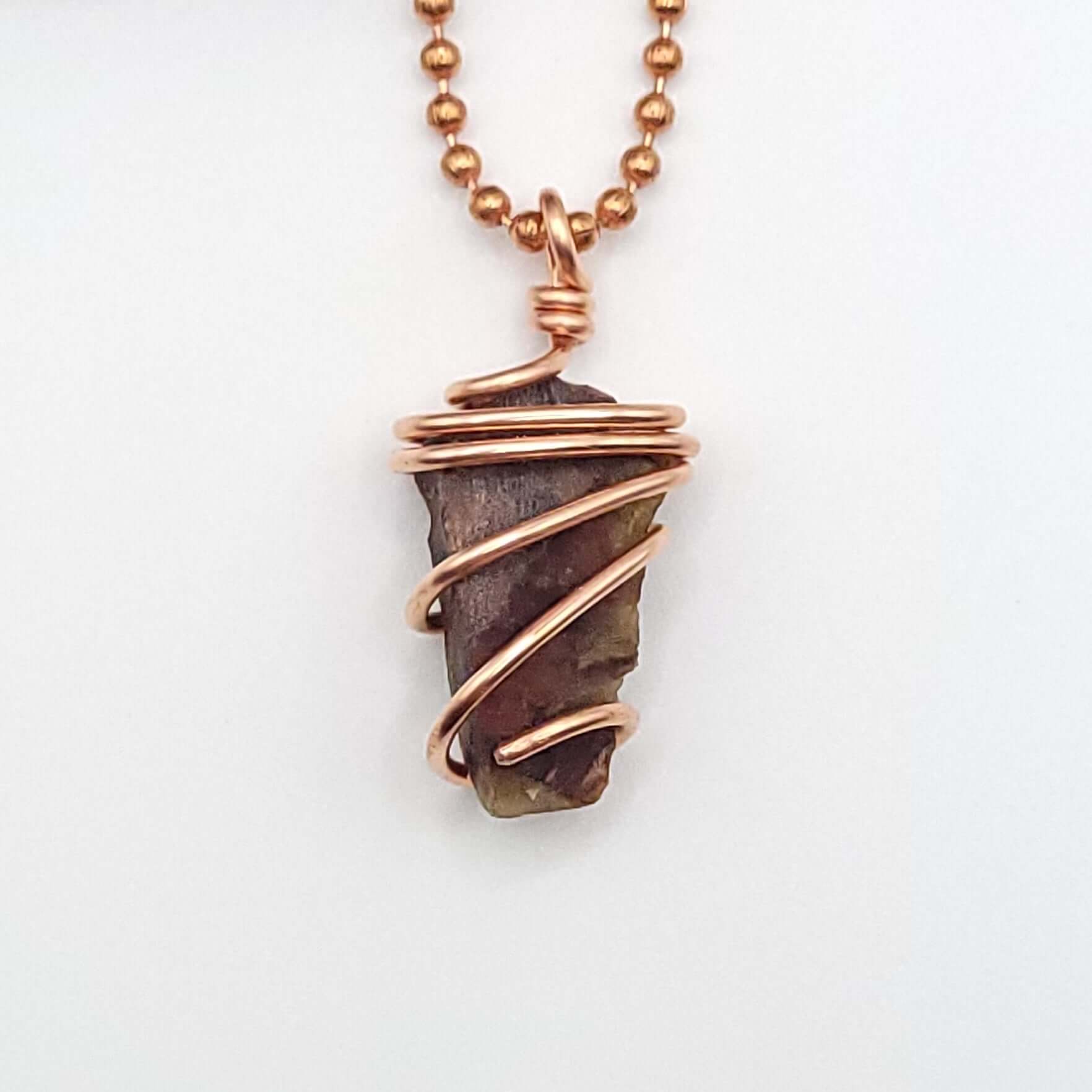 Raw Pietersite necklace in Copper close up