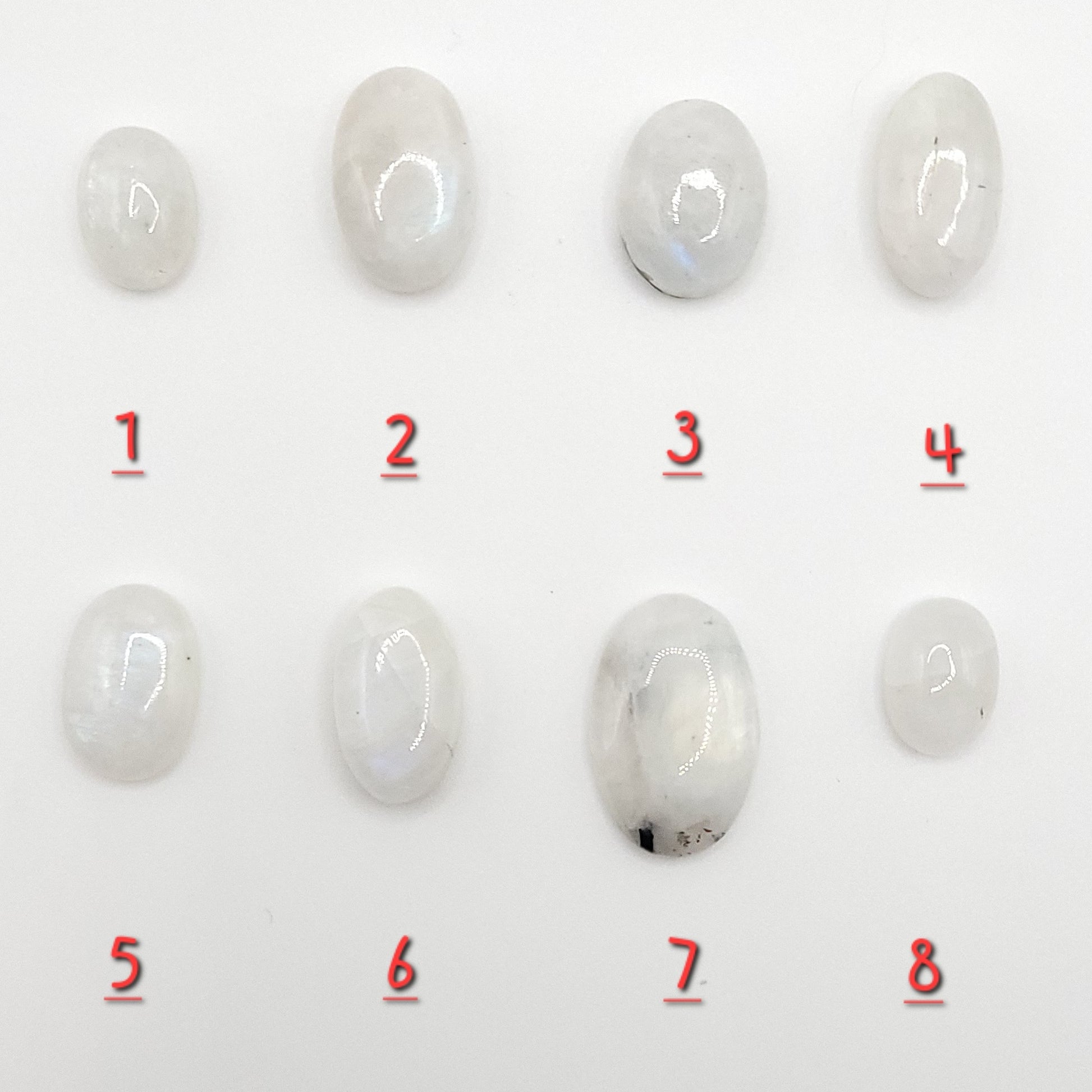 8 choices of rainbow moonstone for necklace