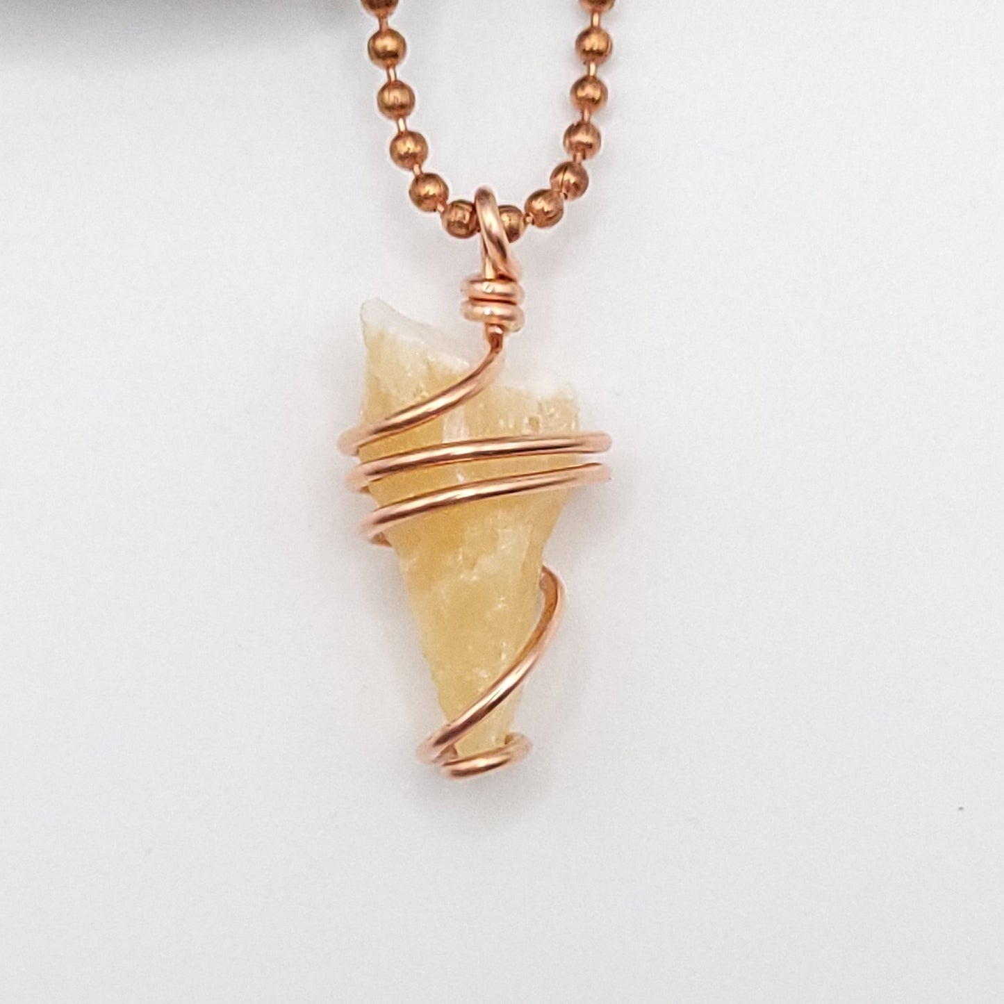 Raw Orange Calcite Necklace in Copper - Crystal for Creativity & Energy