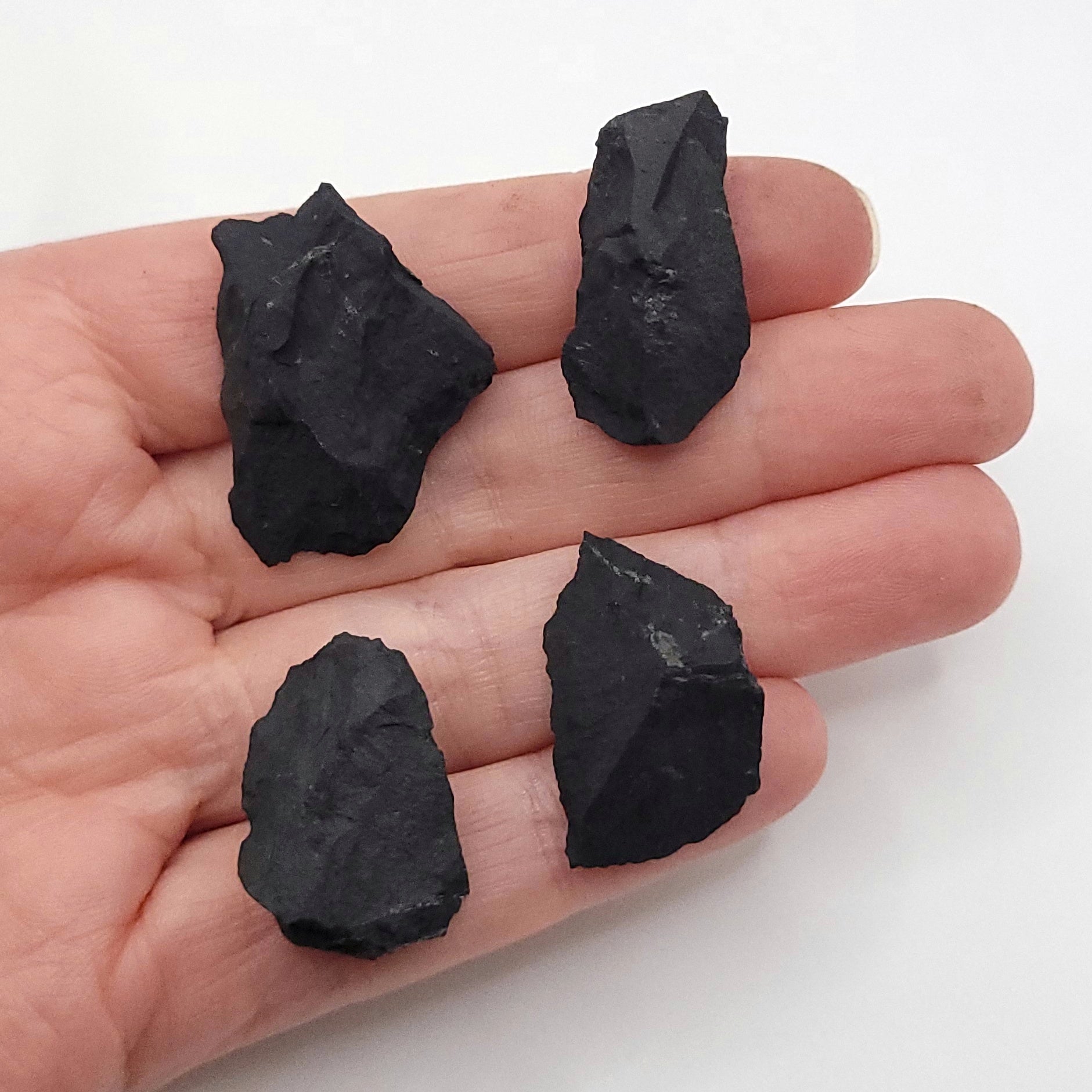 raw shungite necklace 4 stone choices in hand