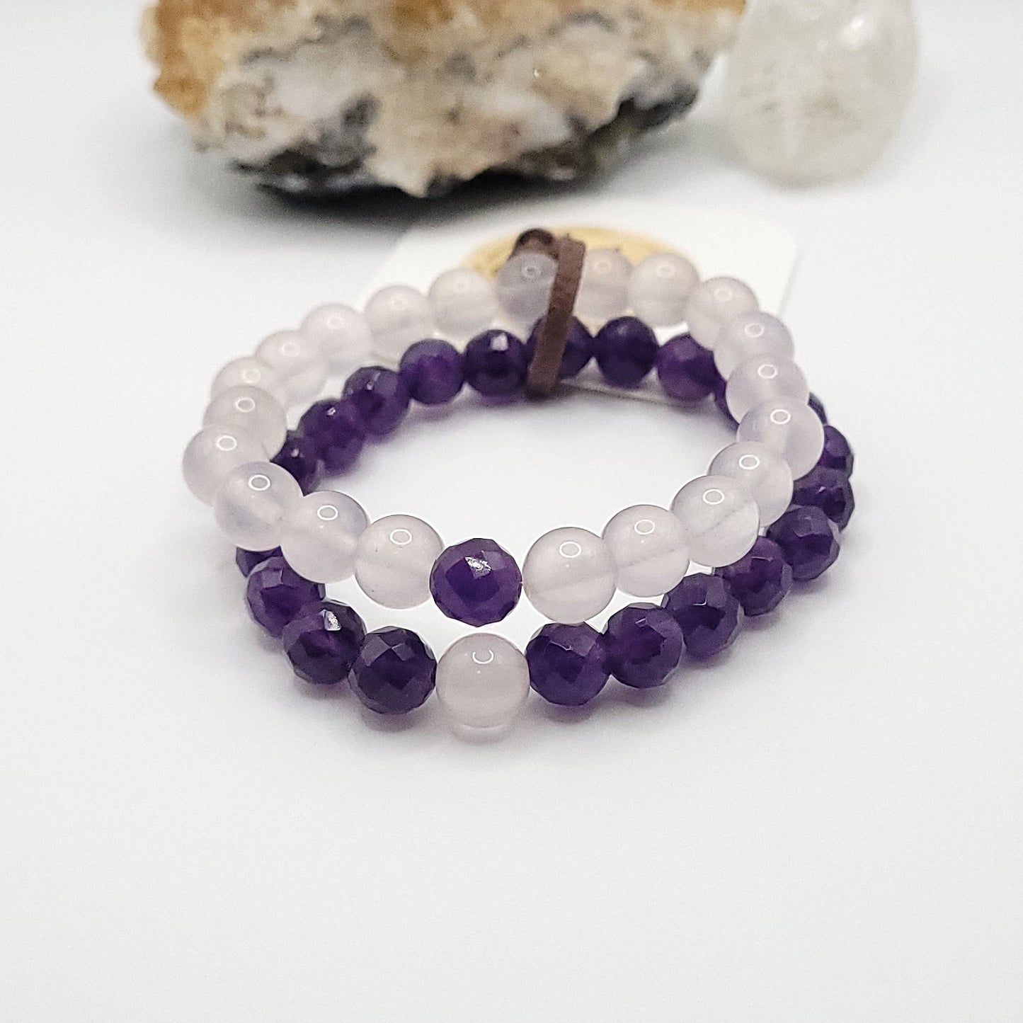 Soul Connection Best Friends Bracelet Set – Amethyst & Rose Quartz