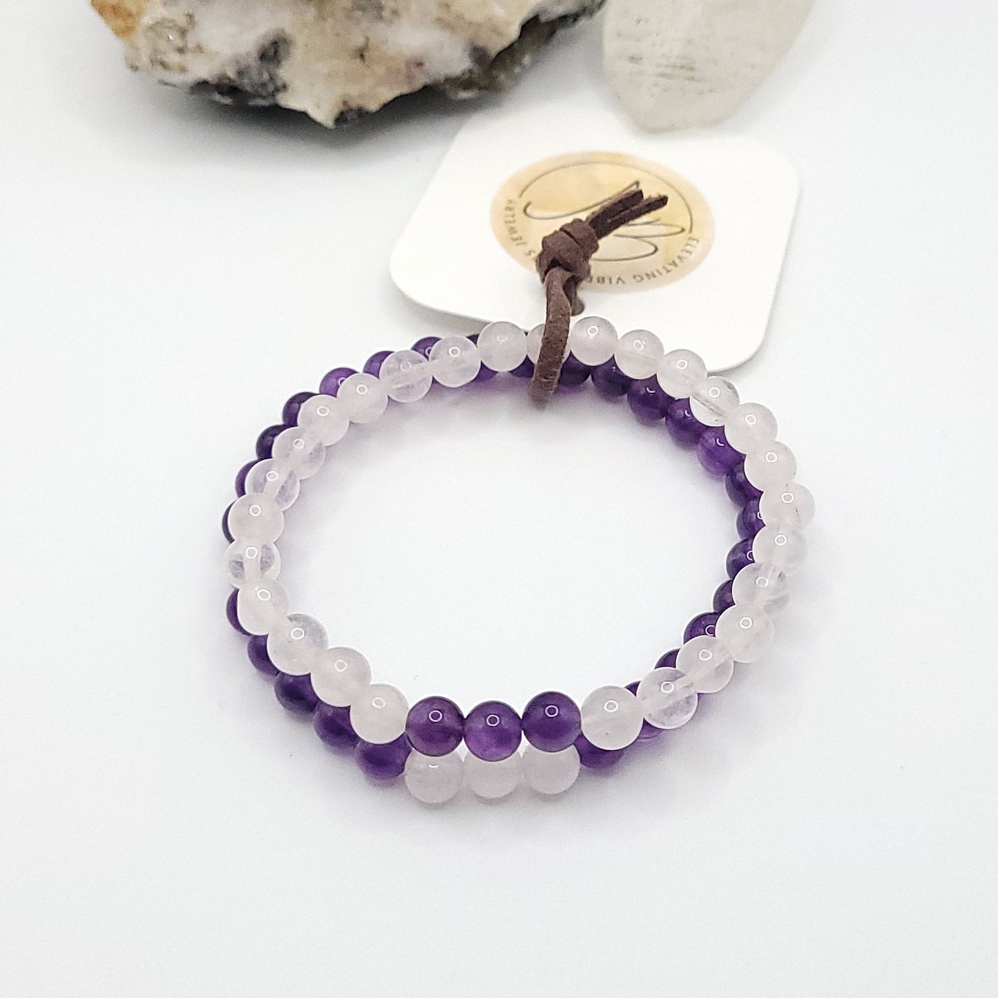 Soul Connection Best Friends Bracelet Set – Amethyst & Rose Quartz