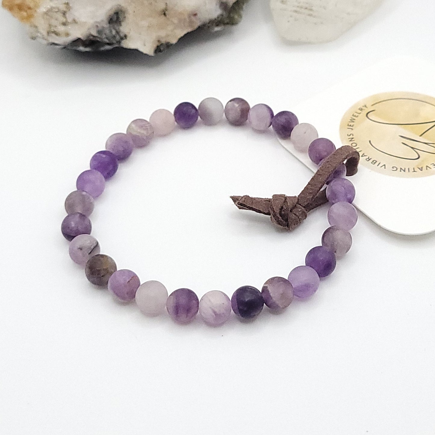 matte amethyst bracelet on white background