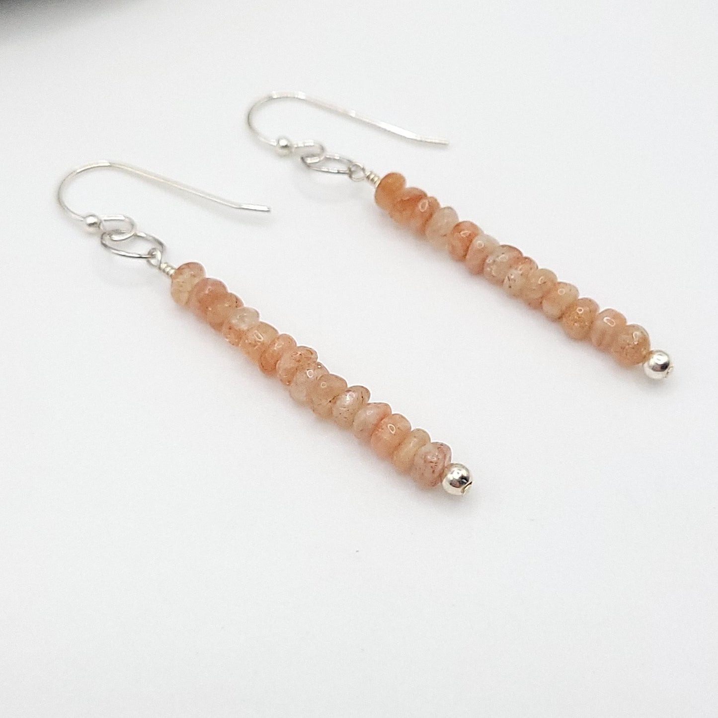 Sunstone Drop Earrings in Silver - Crystal for Joy & Vitality